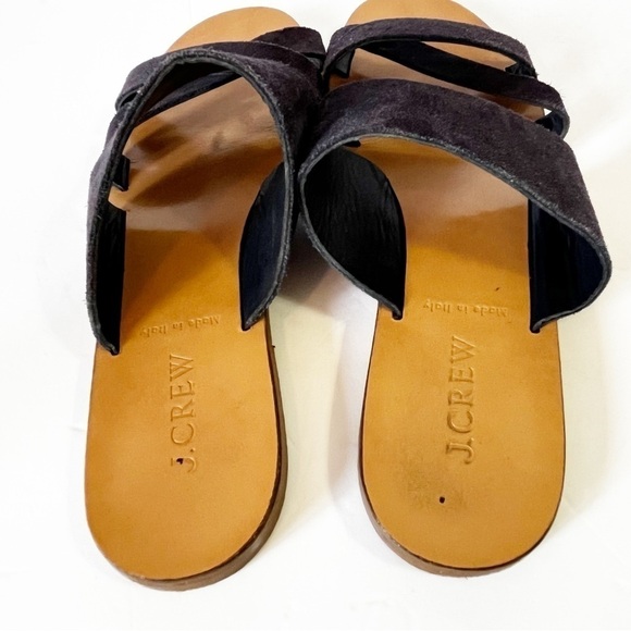 J. Crew Bali Navy Blue Suede Slide on Sandals Size 7 Leather Sole Made in Italy - Picture 4 of 7